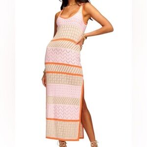 Ramy Brook Striped Pink and Orange Knit Dress